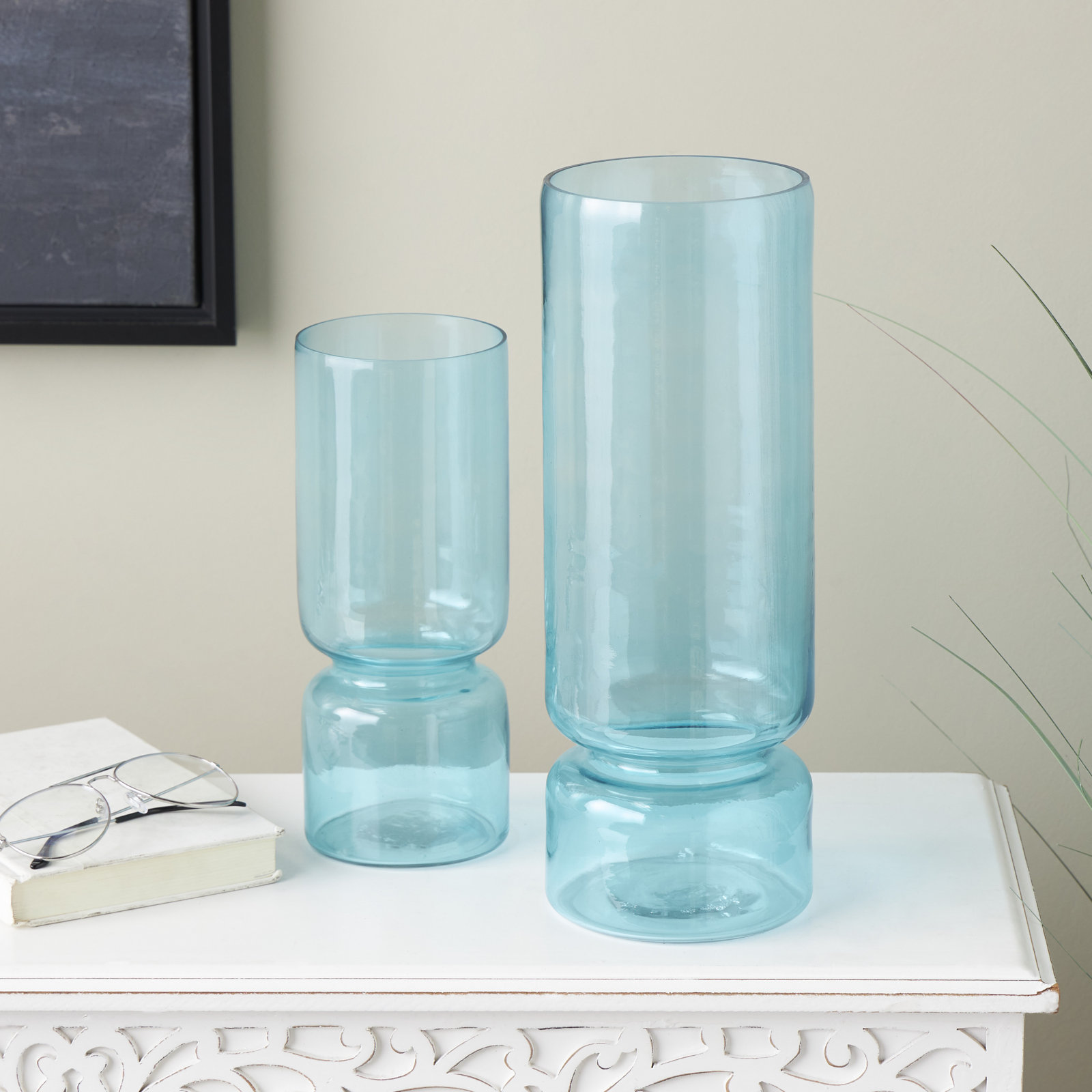 Nerissa Glass Table Vase, Blue