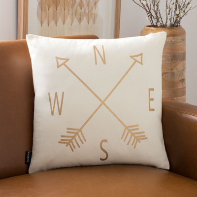 Compass Square Cotton Pillow Cover & Insert