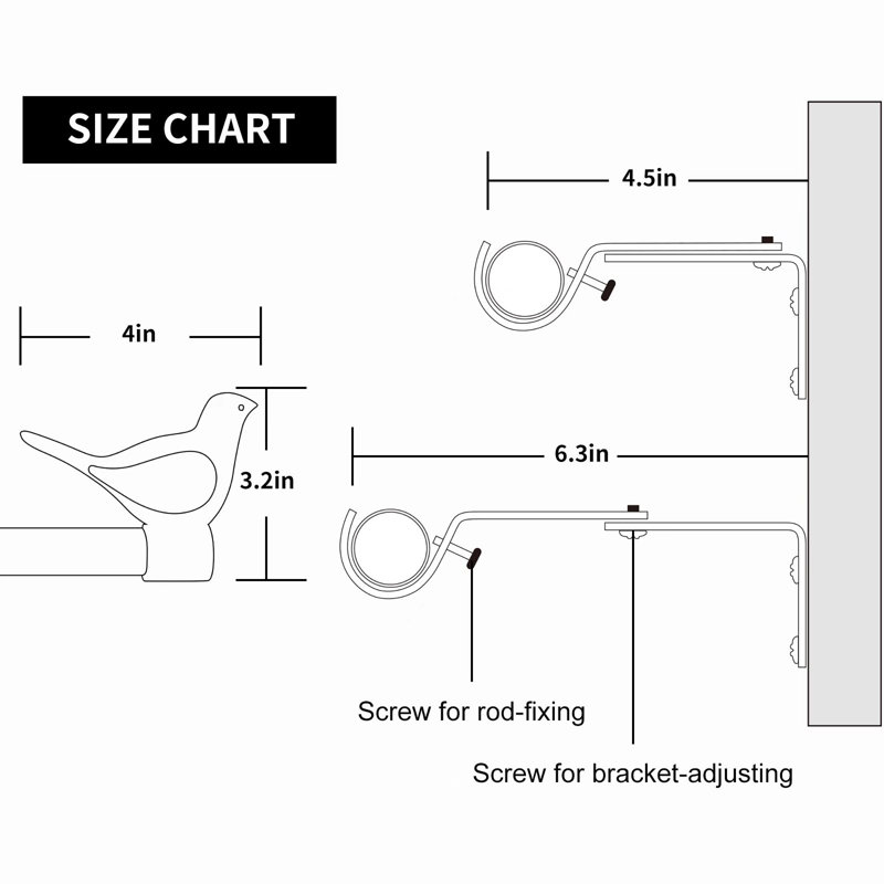 Tringle à rideaux simple ajustable 0,75 po, 28" - 48", Étain