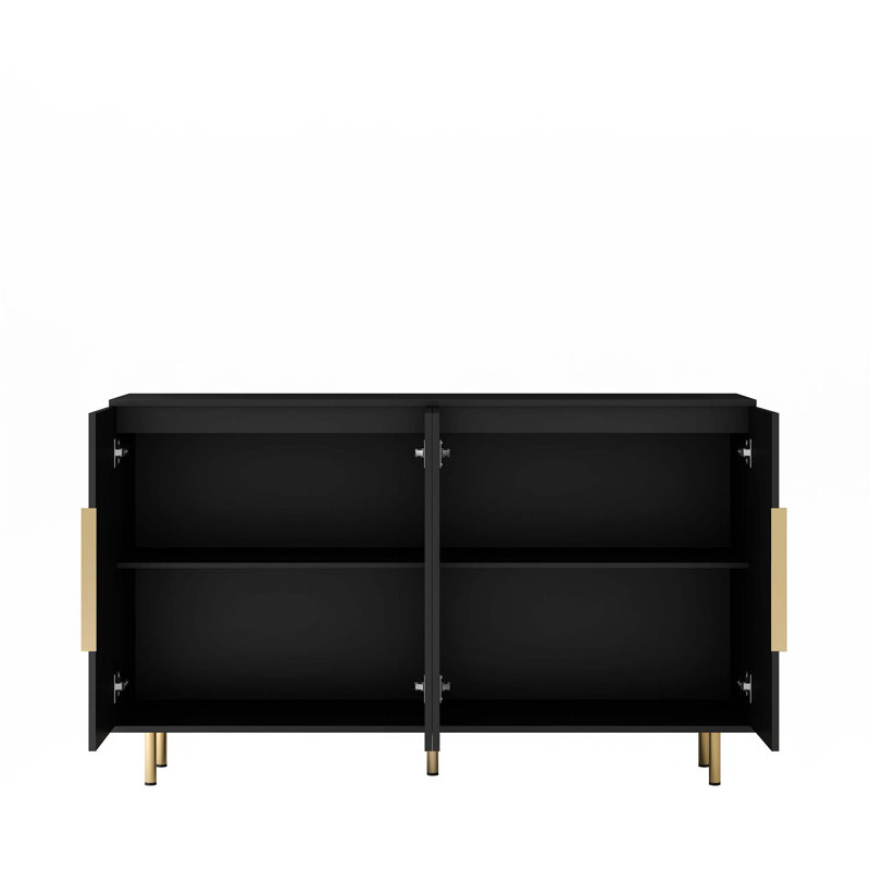 Buffet avec tablettes réglables, Noir