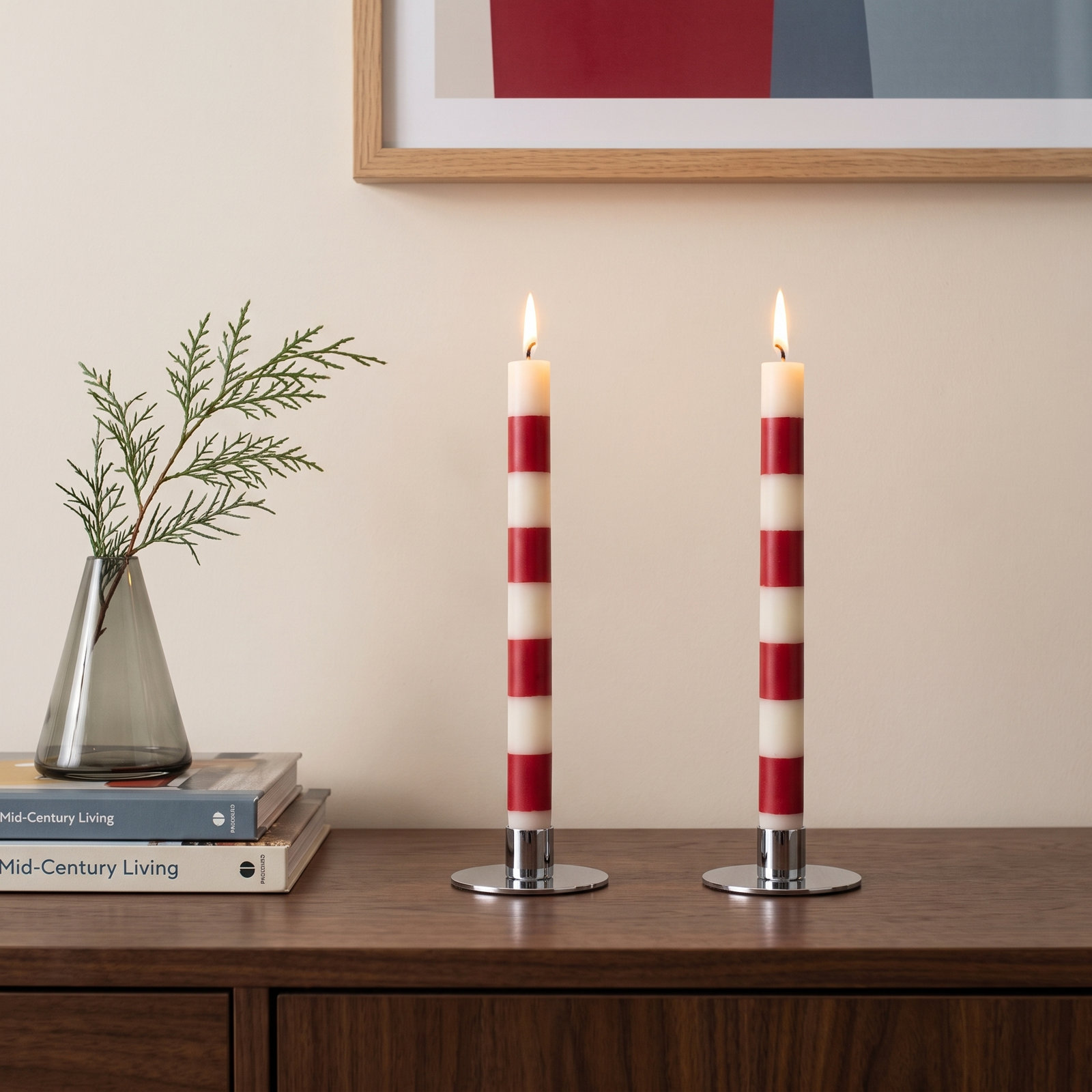 Unscented Taper Candle Set, Red
