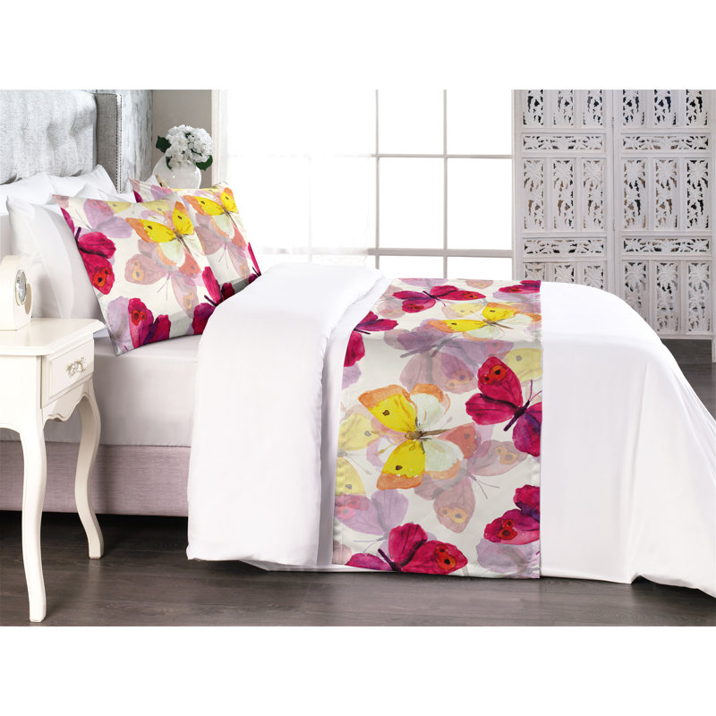 Ensemble de chemin de lit Ambesonne Butterfly Chill Wings of Spring, Très grand lit