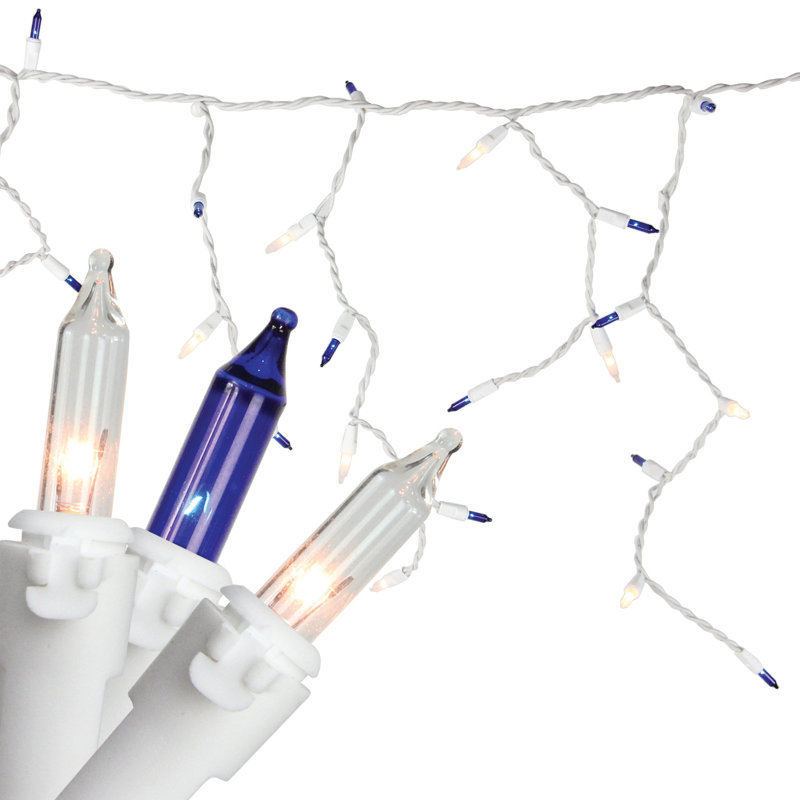 Mini guirlande de 50 glaçons de Noël, H 1 po x l 1 po x P 31,2 po po, Bleu / Transparent
