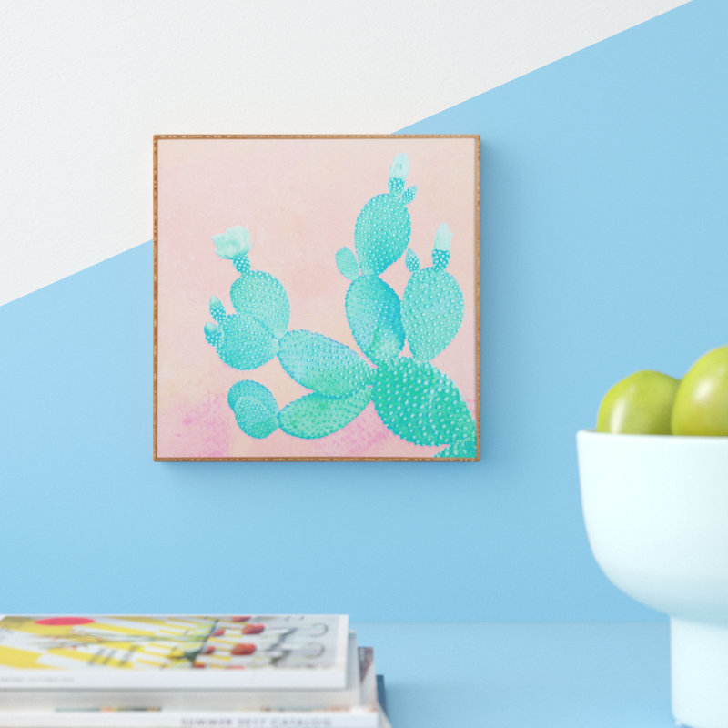 «Pastel Cactus», impression sur toile tendue, H 20" x l 20" x P 1", Cadre brun