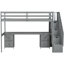 Lit mezzanine simple gris avec bureau et double rangement intégré