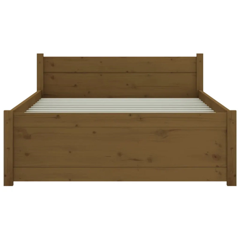 Bed Frame Solid Wood, Brown, Small Single (2'6)