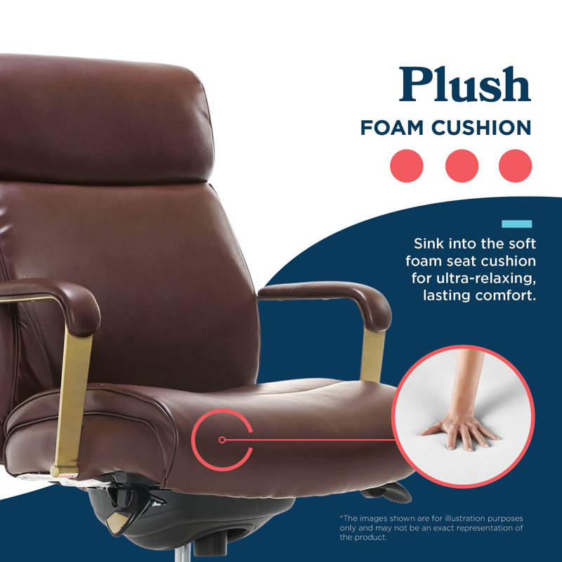 Brown Bonded Leather Ergonomic Executive Office Chair with Lumbar Support