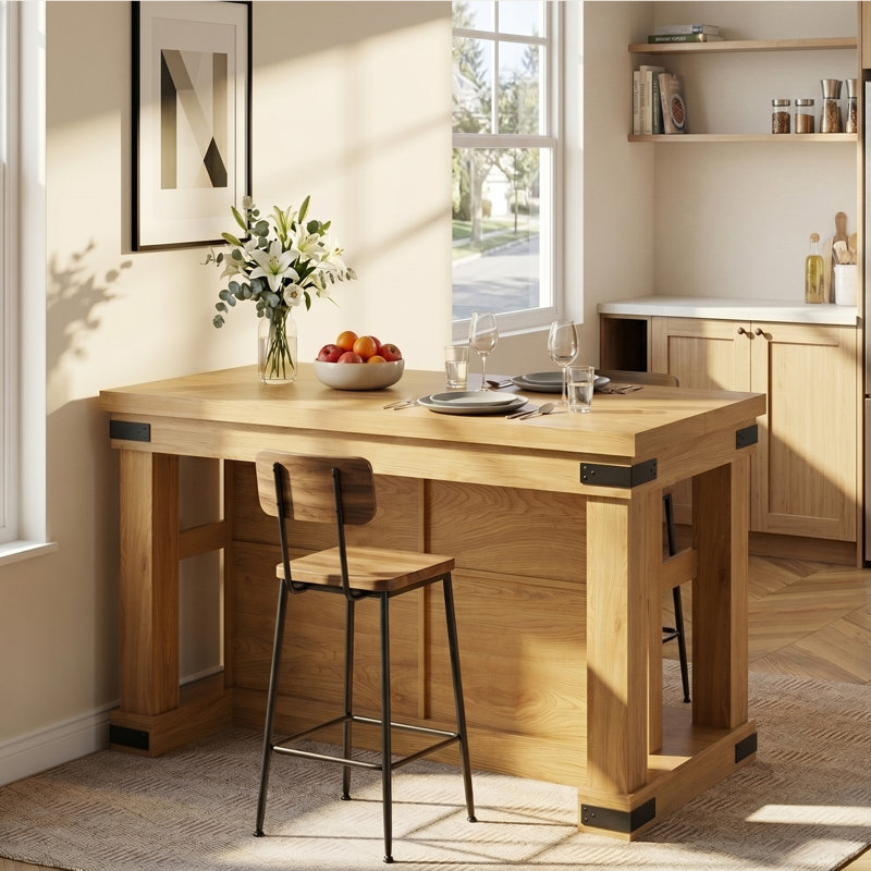Îlot de cuisine avec rangement et sièges Viviwood, chêne, 55 po
