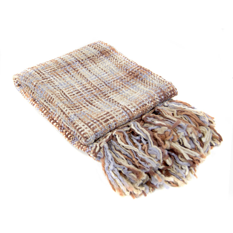 Jeté tissé terre cuite Donna, Brun / blanc / mauve / crème