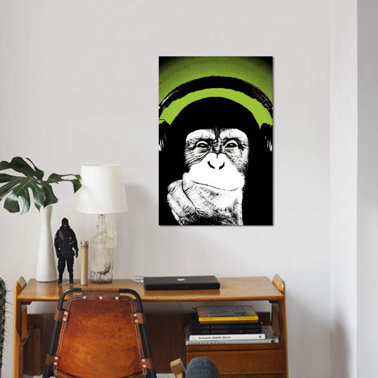 «Monkey BL III», impression sur toile, H 26 po x l 18 po x P 1,5 po, Papier d'art encadré noir
