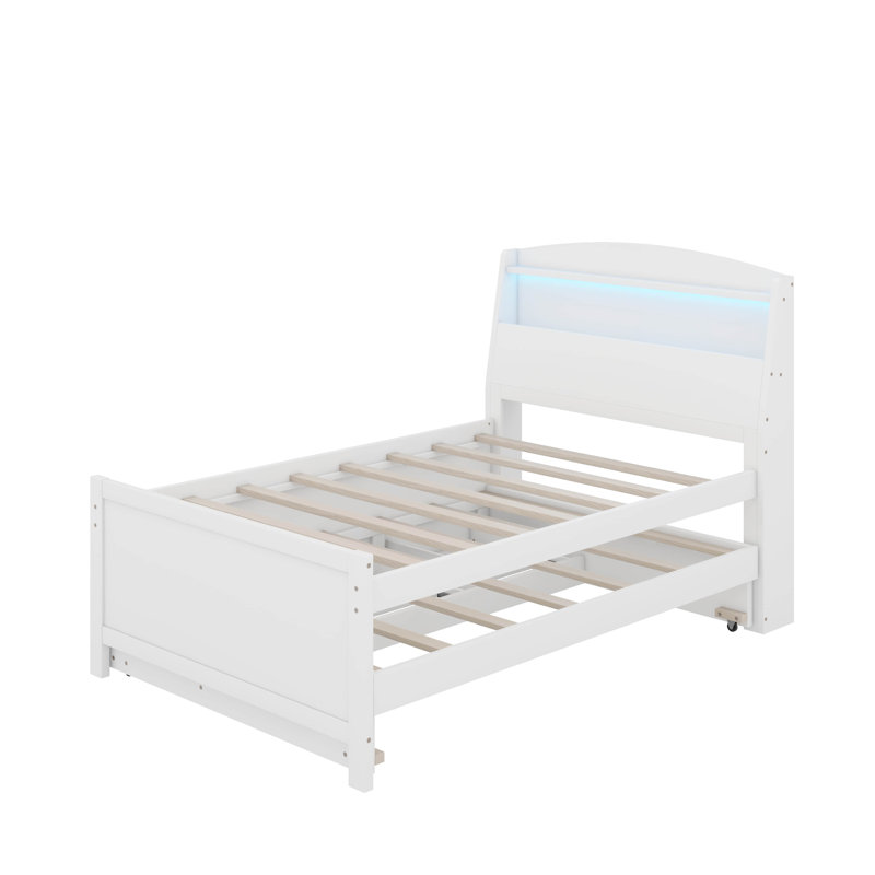 Lit plateforme double avec lit gigogne et 3 tiroirs, Lit simple