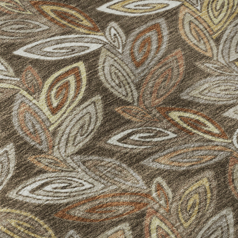 Tapis botanique Premium lavable à la machine Villers, Chocolat, 3 pi x 5 pi