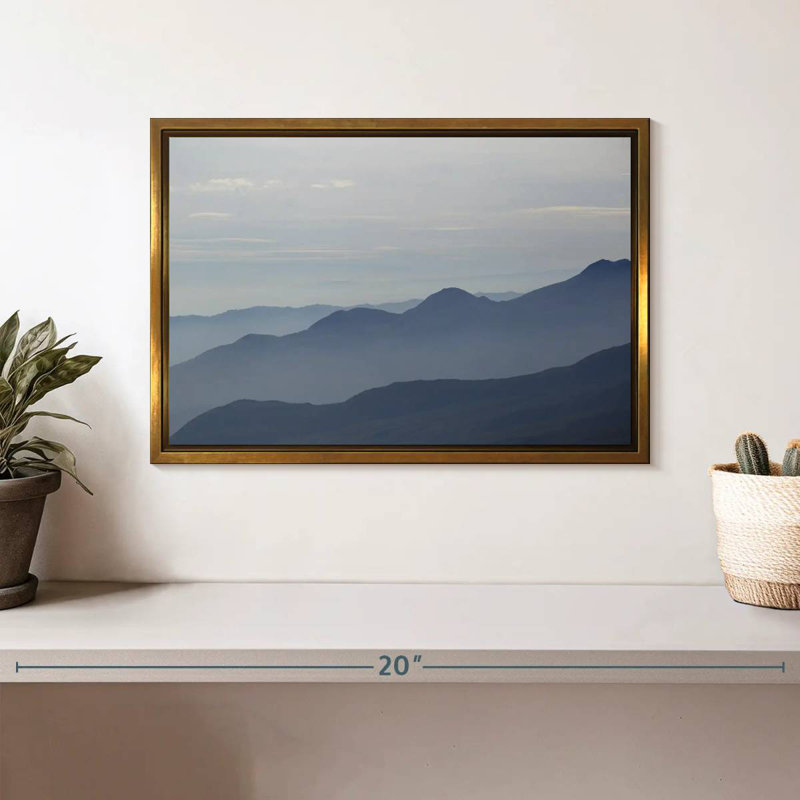 Foggy Mountain Range, Floating Frame Gold, 13" X 9"