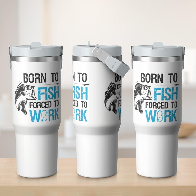 Gobelet 30 oz avec couvercle et poignée Gobelets isothermes en acier inoxydable Bouteille d'eau mignonne avec rabat (pêche)