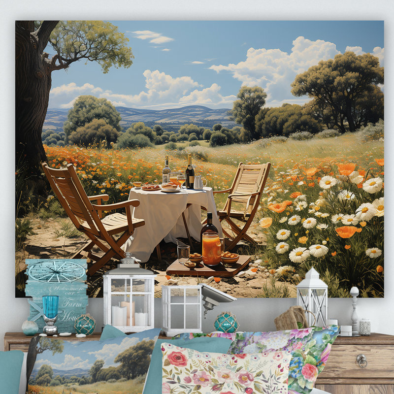 Joyeux rassemblement de pique-niques pour deux - pique-nique, art mural, impressions sur toile, Toile tendue