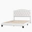 Upholstered Platform Bed with Saddle Curved Headboard and Diamond Tufted Details