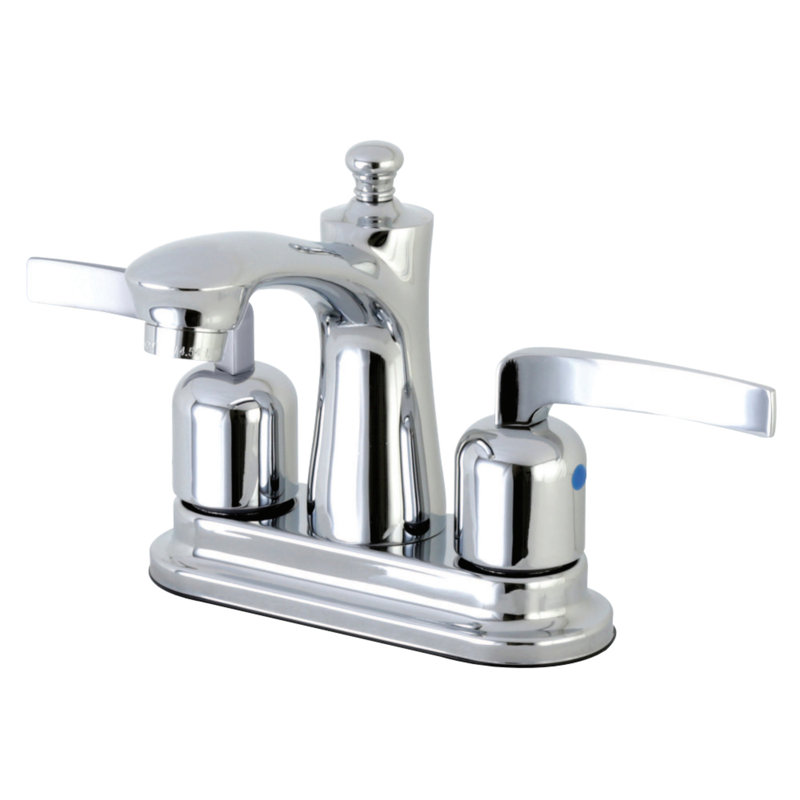 Kingston Brass Centurion Two-Handle 3-Hole Deck Mount 4" Centerset Bathroom Faucet with Plastic Pop-Up, Polished Chrome