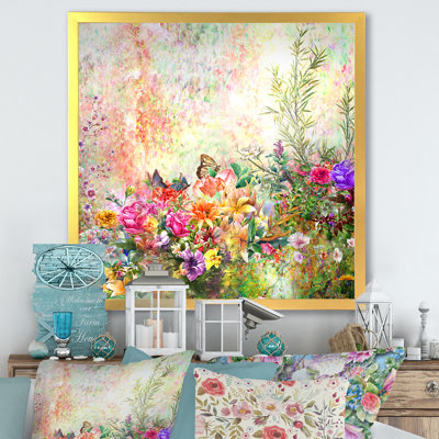 «Modern Multi And Green Summer Garden V», reproduction de cadre photo sur toile