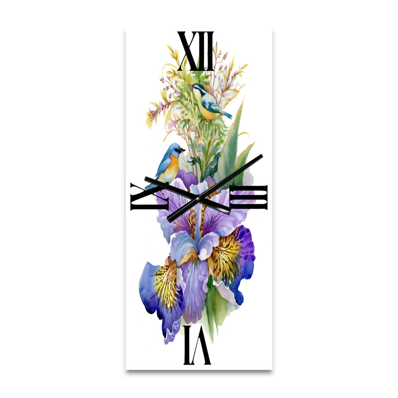 Horloge murale Iris avec oiseaux, Grand