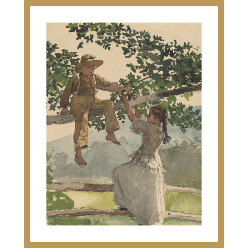 «On the Fence» par Winslow Homer, impression giclée sur cadre, H 41,5 po x l 33,46 po