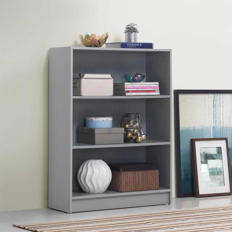 Zaira 80cm H x 40cm W Standard Bookcase, Light Grey, 106cm H x 80cm W x 30cm D