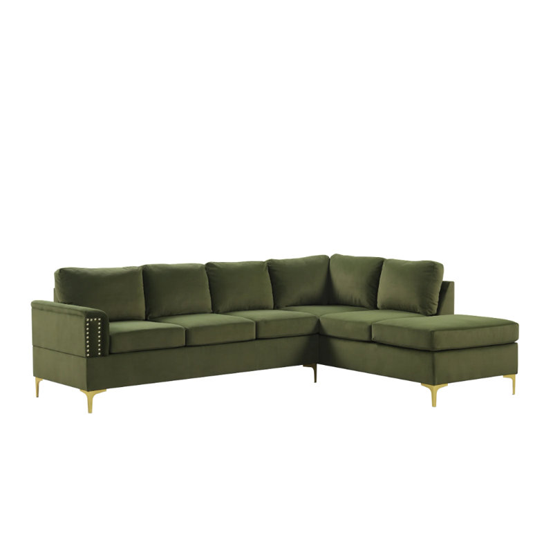 Vogue Olive Sectional, Velours olive