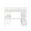 Lit mezzanine double avec bureau, tablettes et tiroirs de rangement