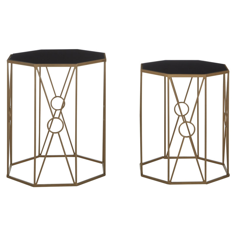 Cockrell Glass Top Drum Side Table Set