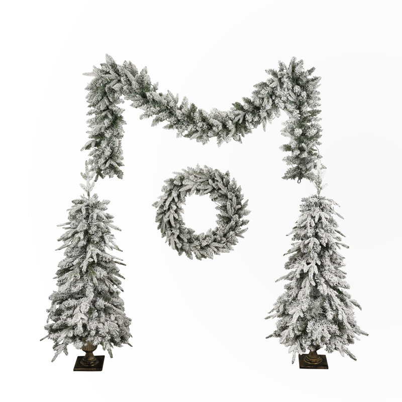 Ensemble de sapin de Noël artificiel pré-éclairé 4 pièces
