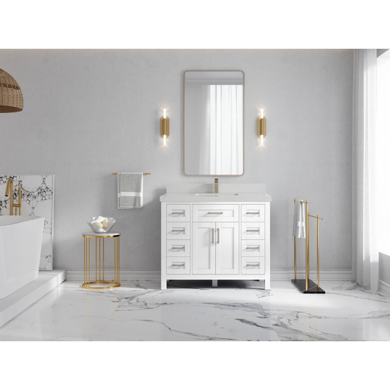 Ensemble de meuble-lavabo simple 42 po, Quartz de Carrare
