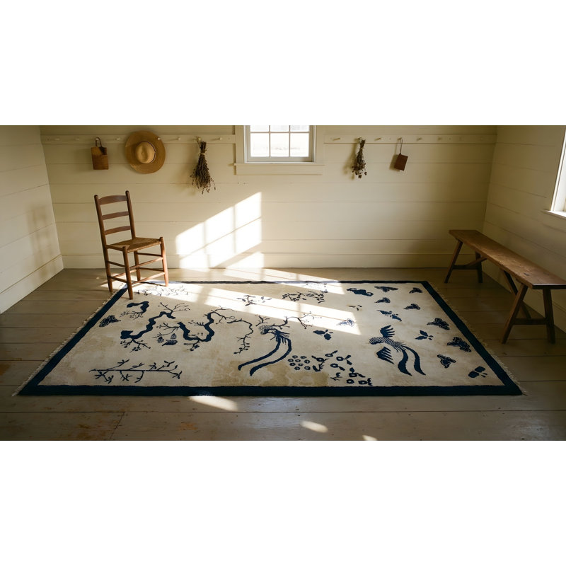 Tapis ivoire à motif de chauves-souris chinoises