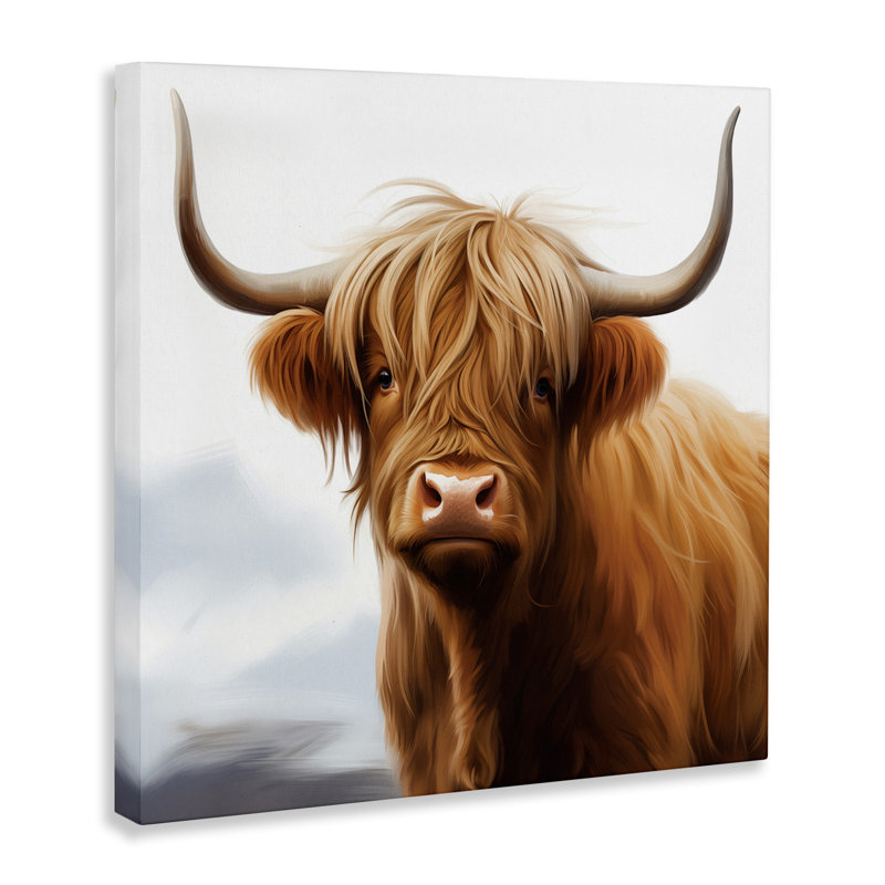 «Long Horn Highland Cow», toile par Heidi Kuntz, H 17 po x l 17 po