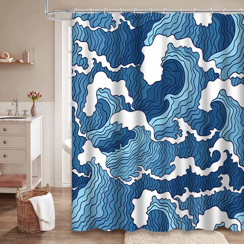Rideau de douche imperméable avec 12 crochets, L 72 po x l 78 po