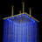 Fontana Gold Finish Square Multi-Color LED Rain Shower System with Ceiling Mount and Body Jets