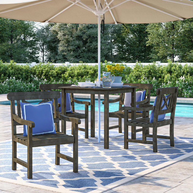 Aleha 4 - Person Acacia Patio Dining Set with Square Table