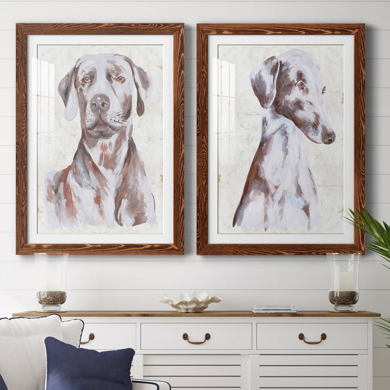 Chien assis I Premium encadré mat - prêt à être accroché, H 31,5 po x l 23,5 po x P 1 po, Érable