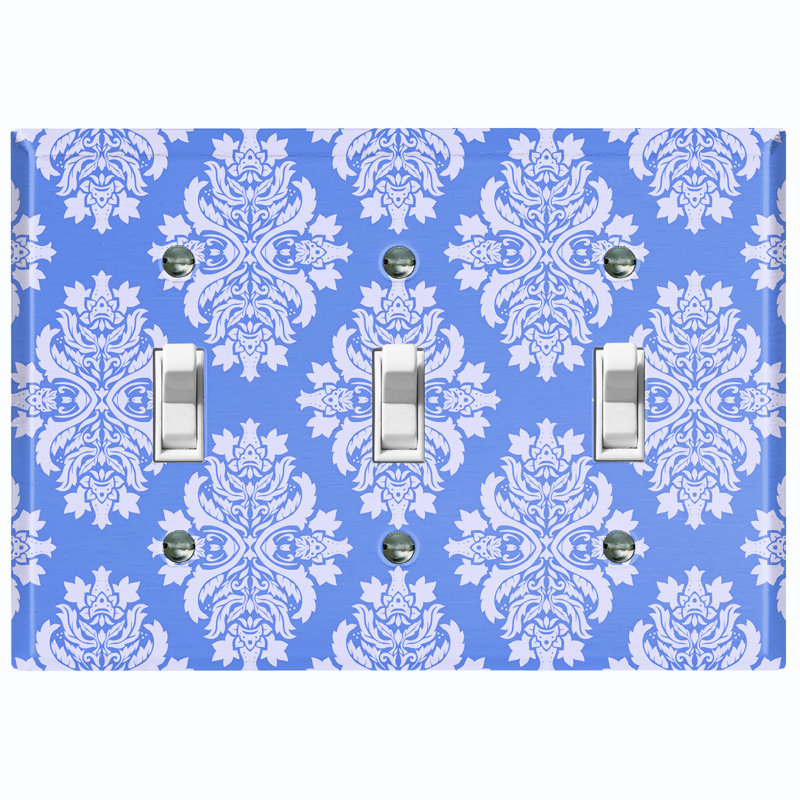 Patterned 3 - Gang Toggle Light Switch Standard Wall Plate, Blue