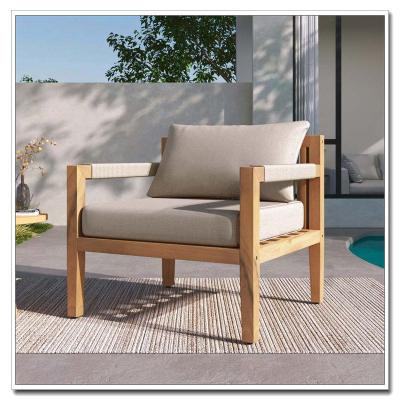 Fauteuil de patio extérieur en bois d'acacia