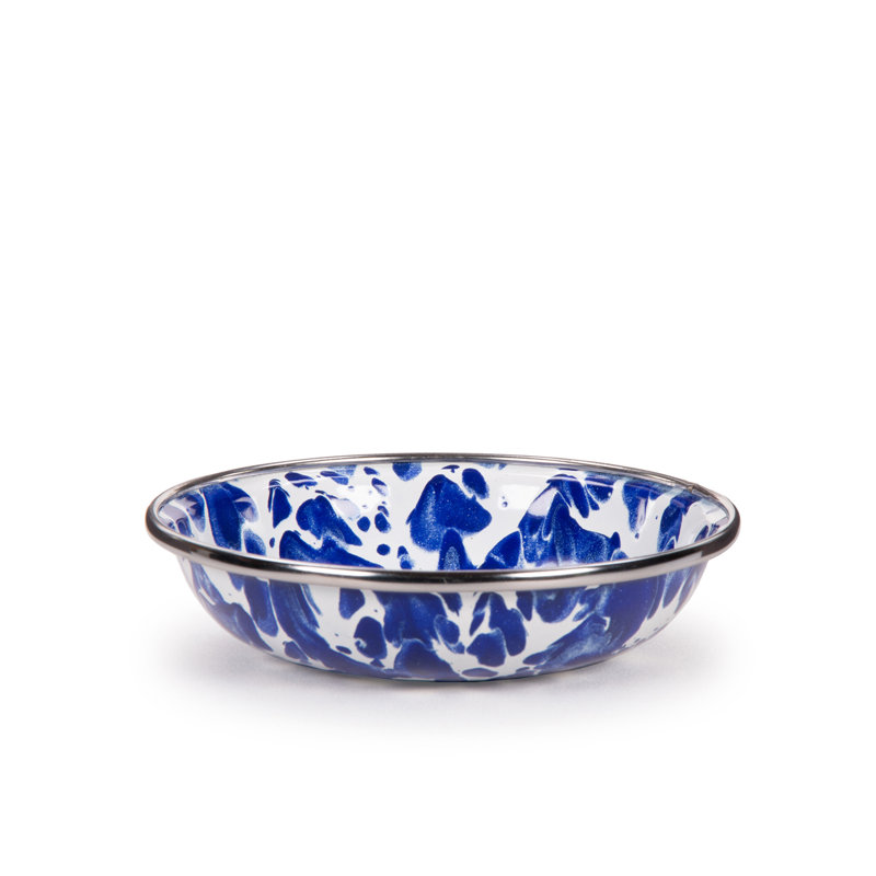Solid Handmade Enamelware Bread And Butter Plate, Cobalt Swirl