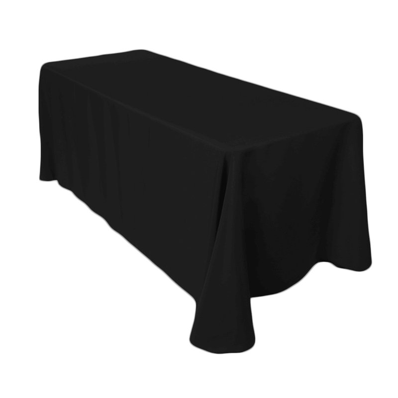 Polyester Tablecloth Wedding Party Décor Event Decoration Ivory Solid Colour7, 178cm W x 320cm L, Black