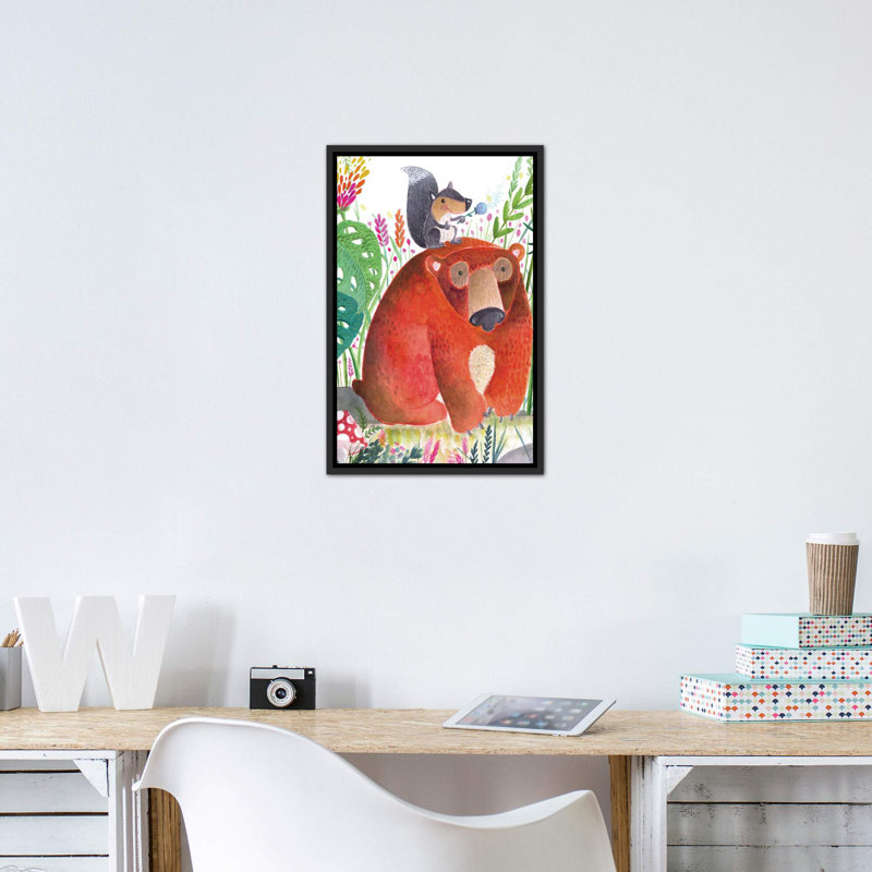 Décoration murale pour enfant Forest Pals II, H 26 po x l 18 po x 1,5 po, Toile avec cadre noir patiné