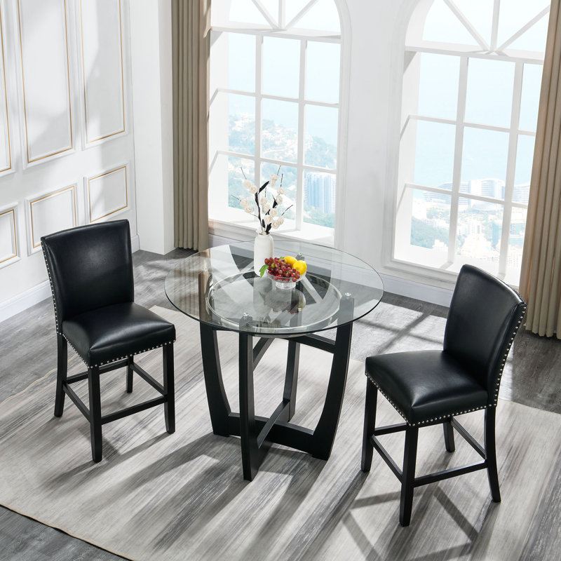 Ringwood Upholstered Counter Stool with Solid Wood Frame, Black