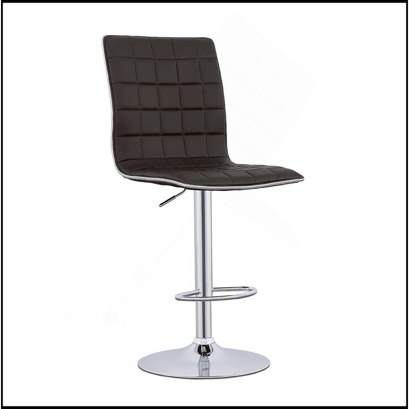 Tabouret de bar ajustable gaufré noir et chrome (ensemble de 2)