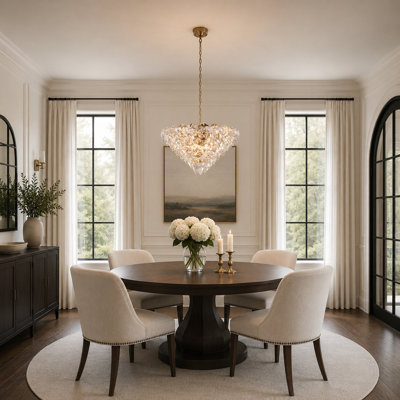 Transitional 15 Light Gold Crystal Chandelier