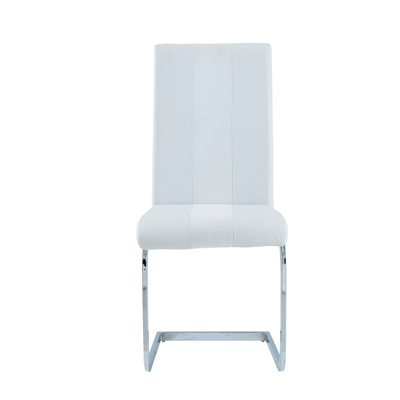 Chaise de salle à manger blanche 4 - Tissu, pieds en métal, rembourrage en mousse, finition polie, rectangulaire pour le style de la pièce