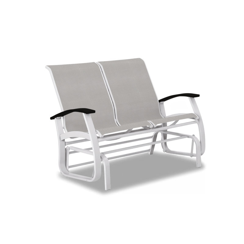 Belle Isle Outdoor Glider, Black P70, Gloss White, Nickel