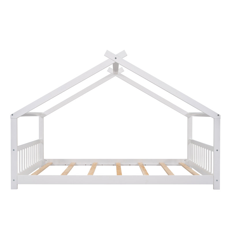 Lit double en bois pleine grandeur, blanc, Blanc, Lit double