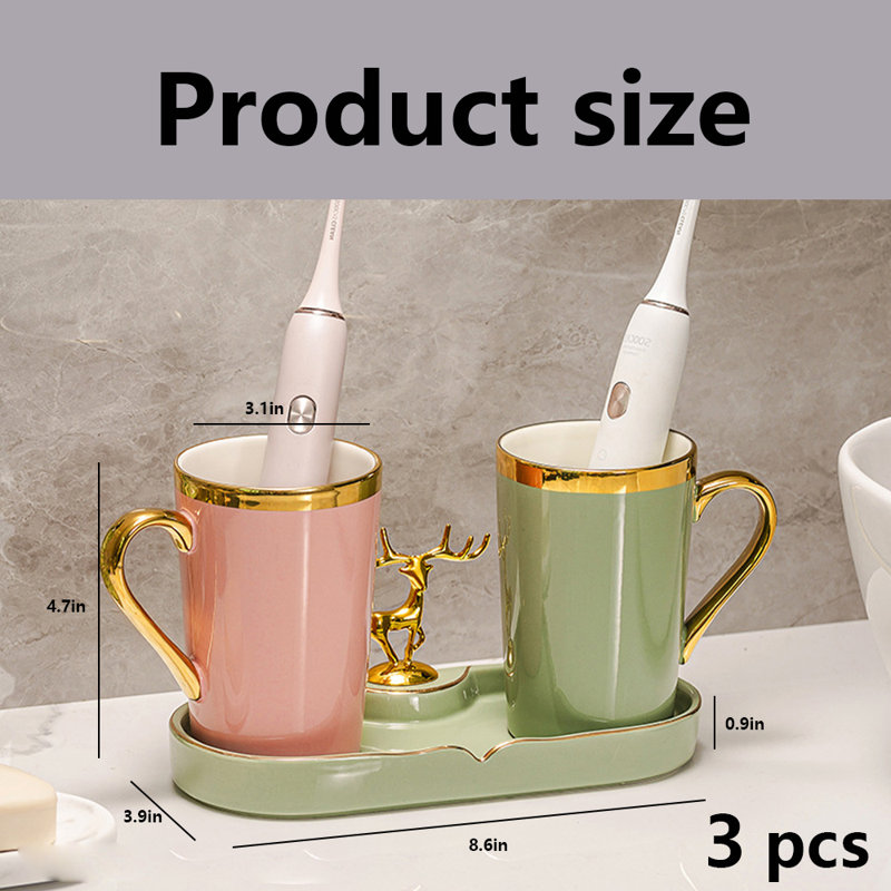 Ensemble d'accessoires de salle de bain, Vert / Rose / Or