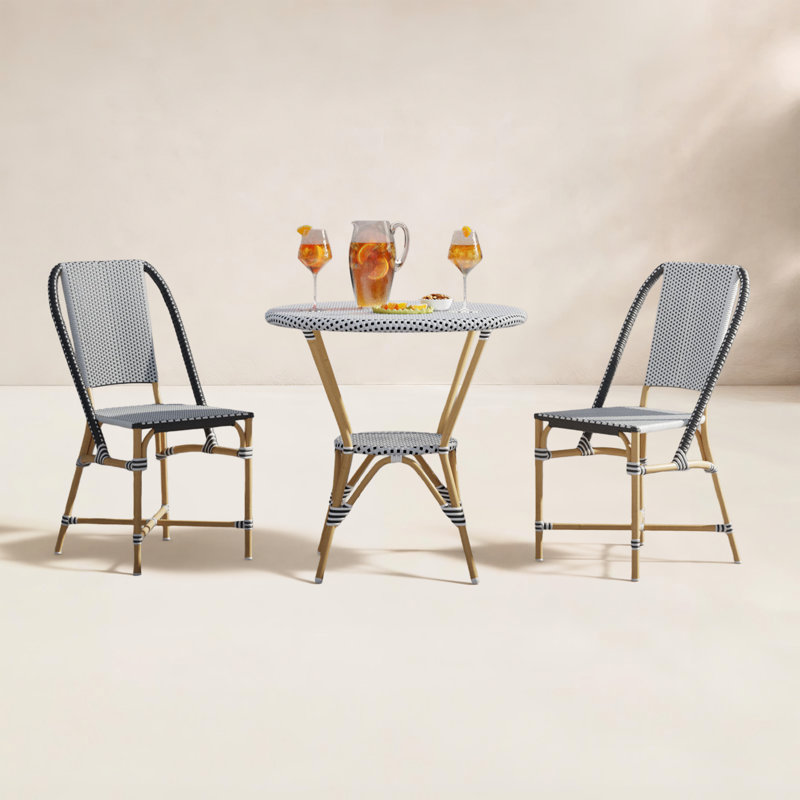 Ellie 2 Person Patio Dining Set, White/Beige, Gray/White