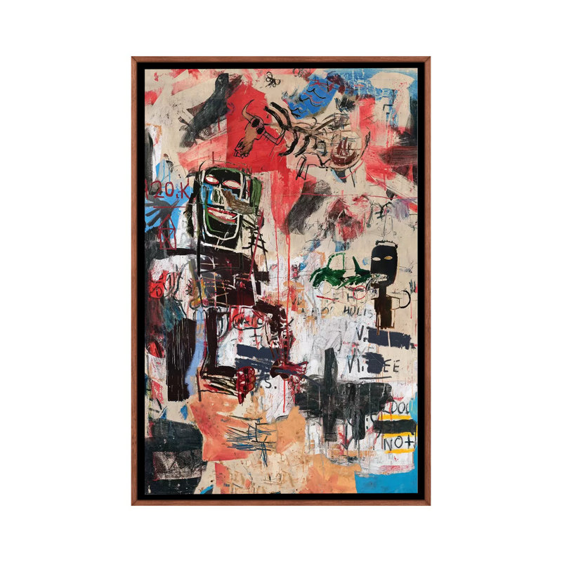 «Crazy Crazy» par PinkPankPunk - reproduction d'art, H 40 po x l 26 po x P 1,5 po, Toile avec cadre en bois brun classique